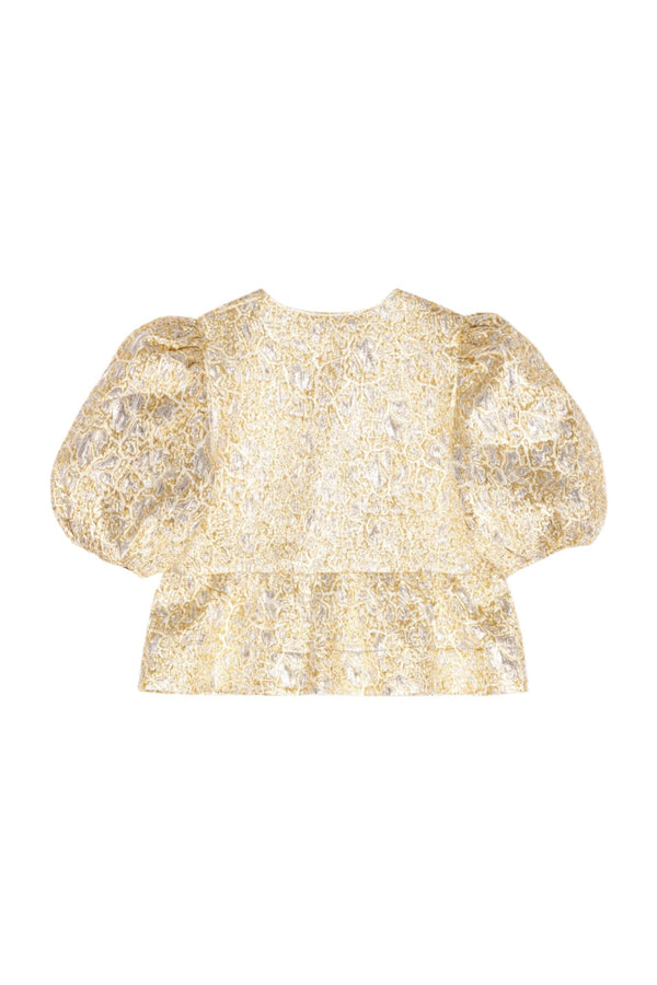 Metallic Cloque Peplum Blouse