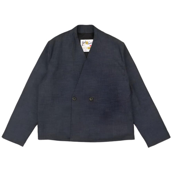 Collarless Jacket Slub Nep