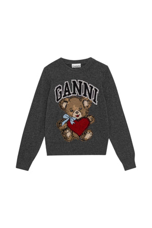 Graphic Wool Mix Bear Crew