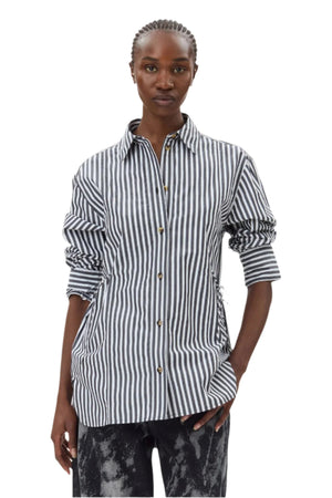 Stripe Cotton Tie String Shirt