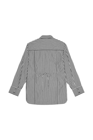 Stripe Cotton Tie String Shirt